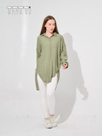 Olivia Textured Longline Shirt