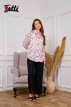 Satin Bloom Button-Down