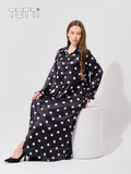 Black Polka Satin  Dress