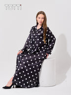 Black Polka Satin  Dress