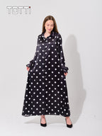 Black Polka Satin  Dress