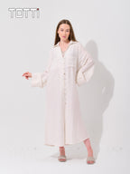 Off-White Button-Down Shirt Dress