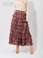 TIERED POLKA DOT MAXI SKIRT