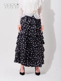 TIERED POLKA DOT MAXI SKIRT