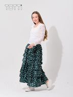 TIERED POLKA DOT MAXI SKIRT