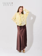Butter Yellow Bow-Tie Sheer Blouse