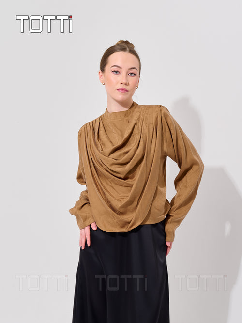 Textured Jacquard Drape Blouse