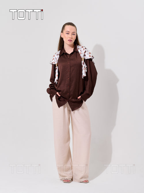 Textured Oversized Polka-Accent Blouse