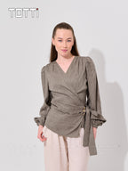 Olive Odyssey Draped Blouse
