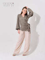 Olive Odyssey Draped Blouse