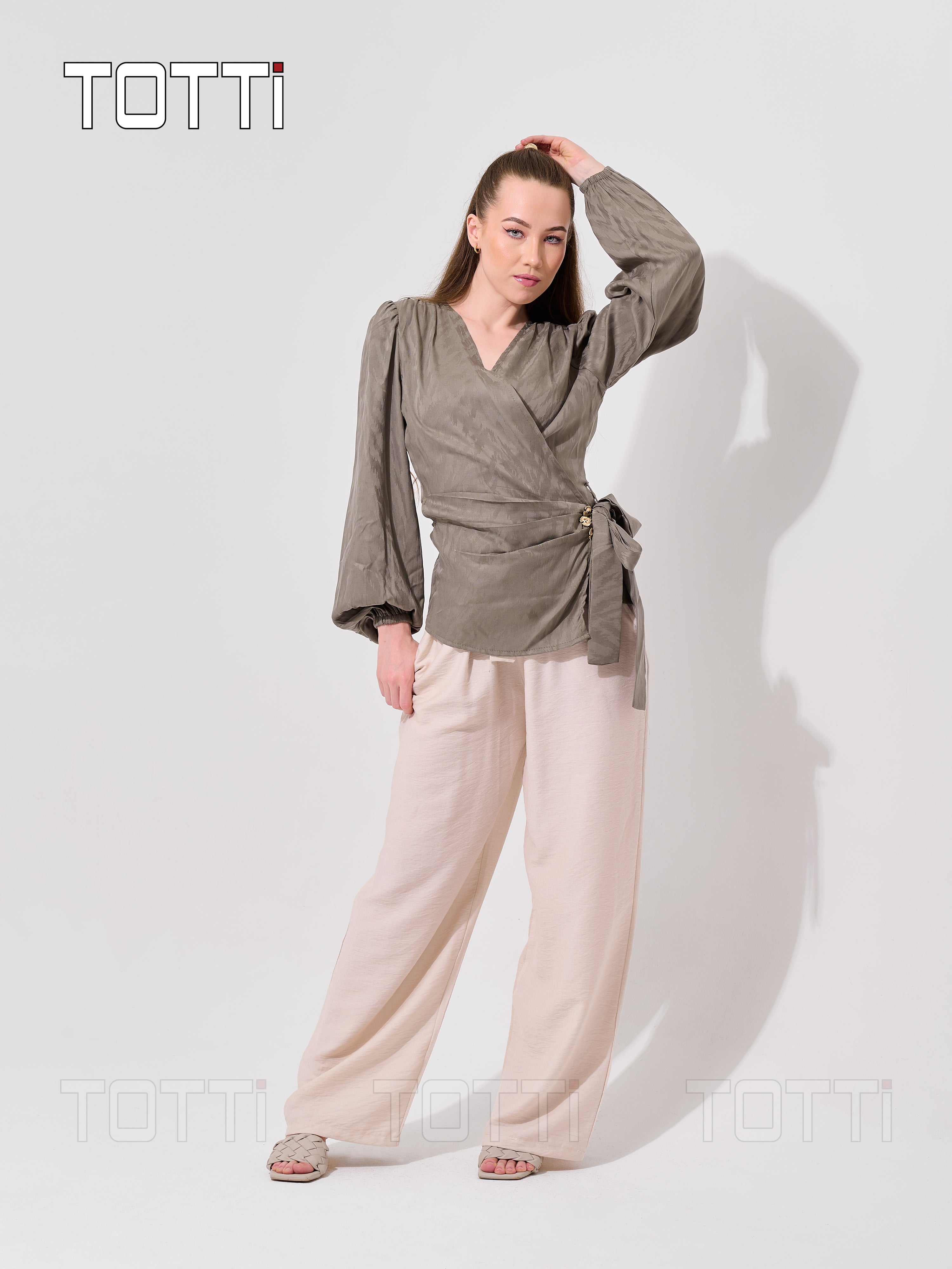 Olive Odyssey Draped Blouse