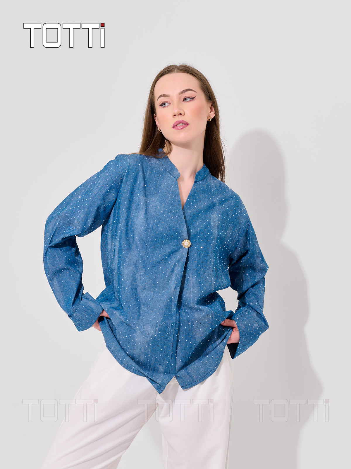 Minimalist Pearl-Button Blouse