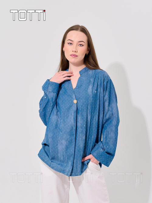 Minimalist Pearl-Button Blouse