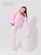 Petal Pink Embroidered Oversized Shirt