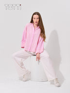 Petal Pink Embroidered Oversized Shirt