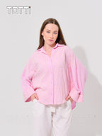 Petal Pink Embroidered Oversized Shirt