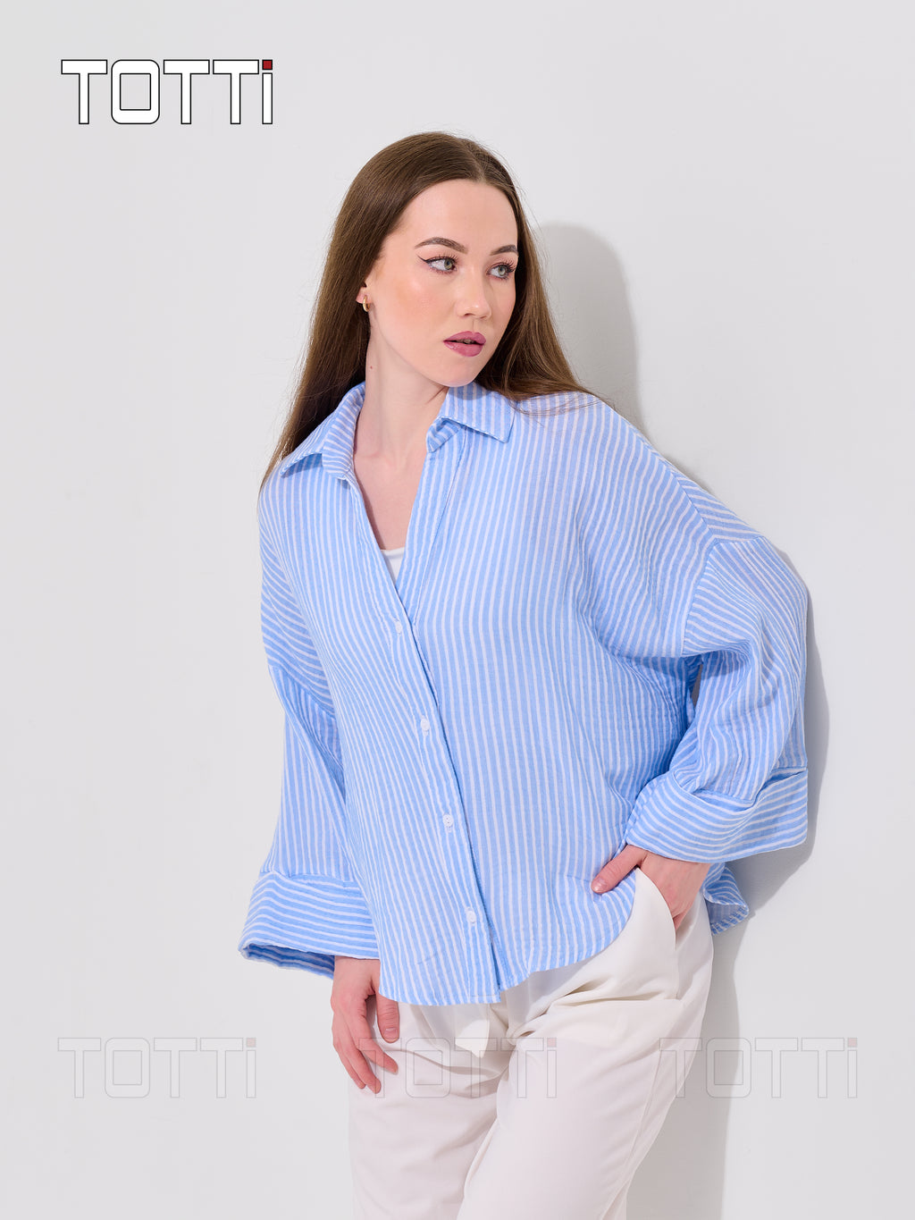 Sky Blue Stripe Oversized Shirt