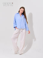 Sky Blue Stripe Oversized Shirt