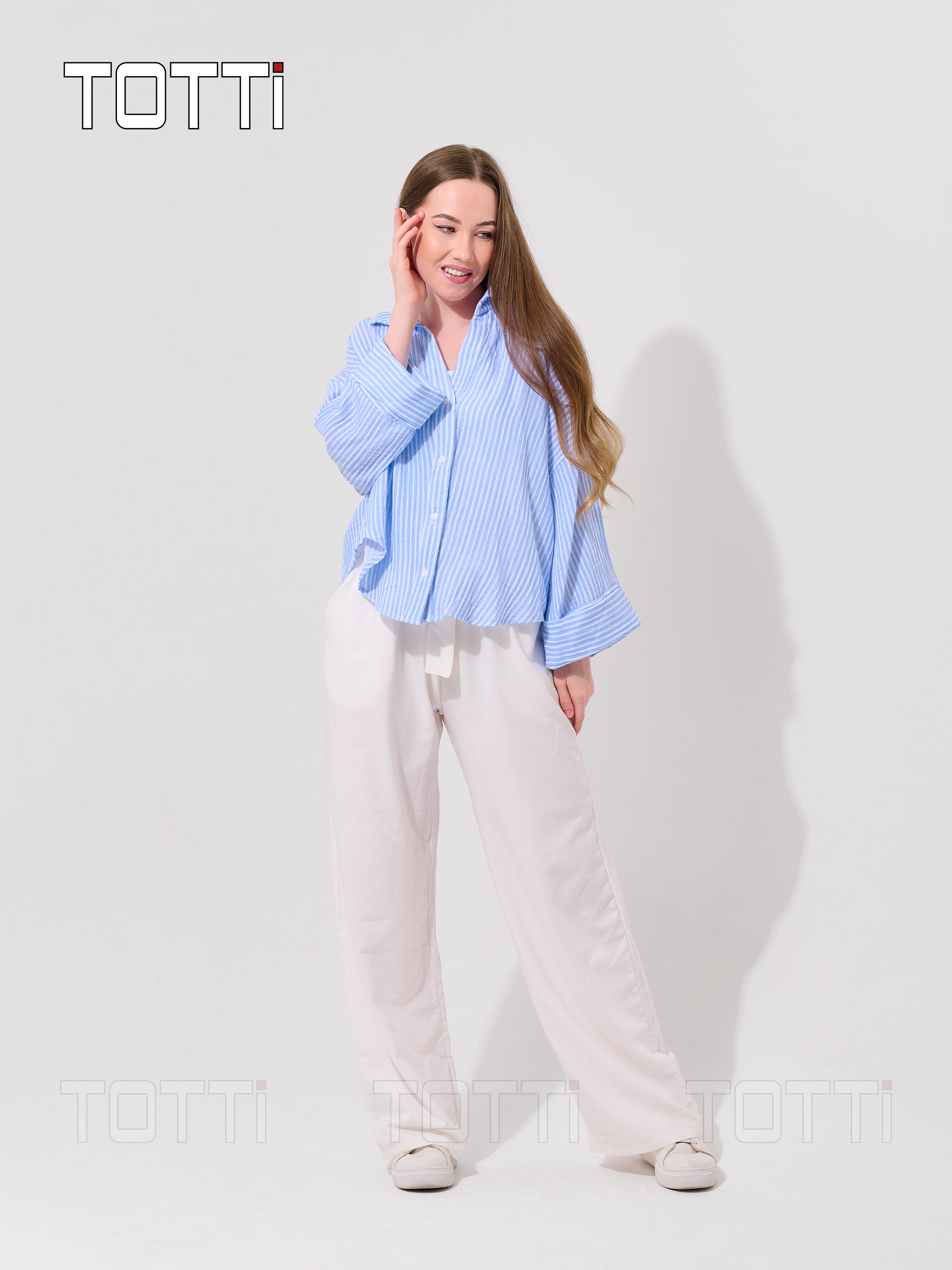 Sky Blue Stripe Oversized Shirt