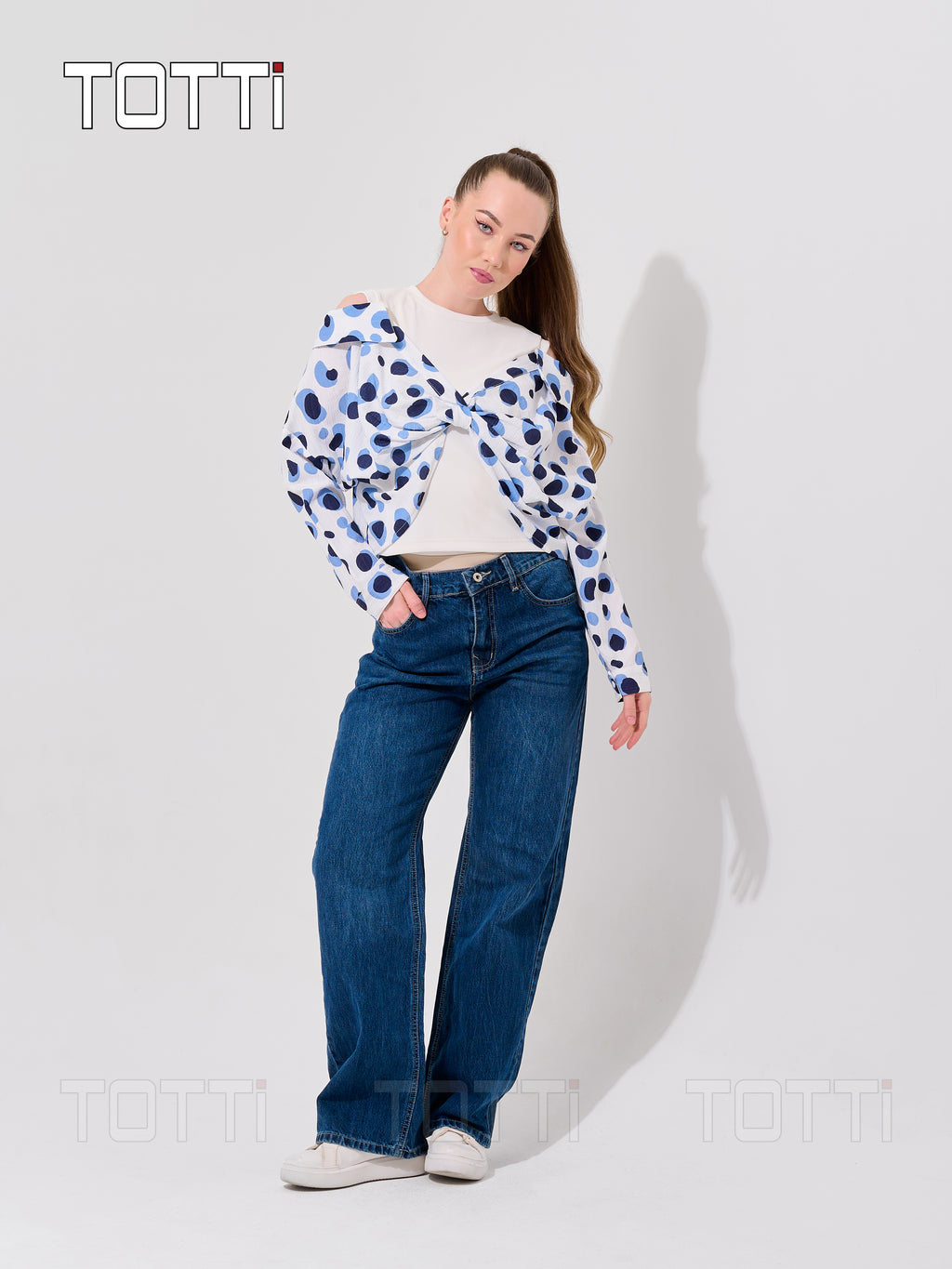 KNOTTED POLKA DOT BLOUSE