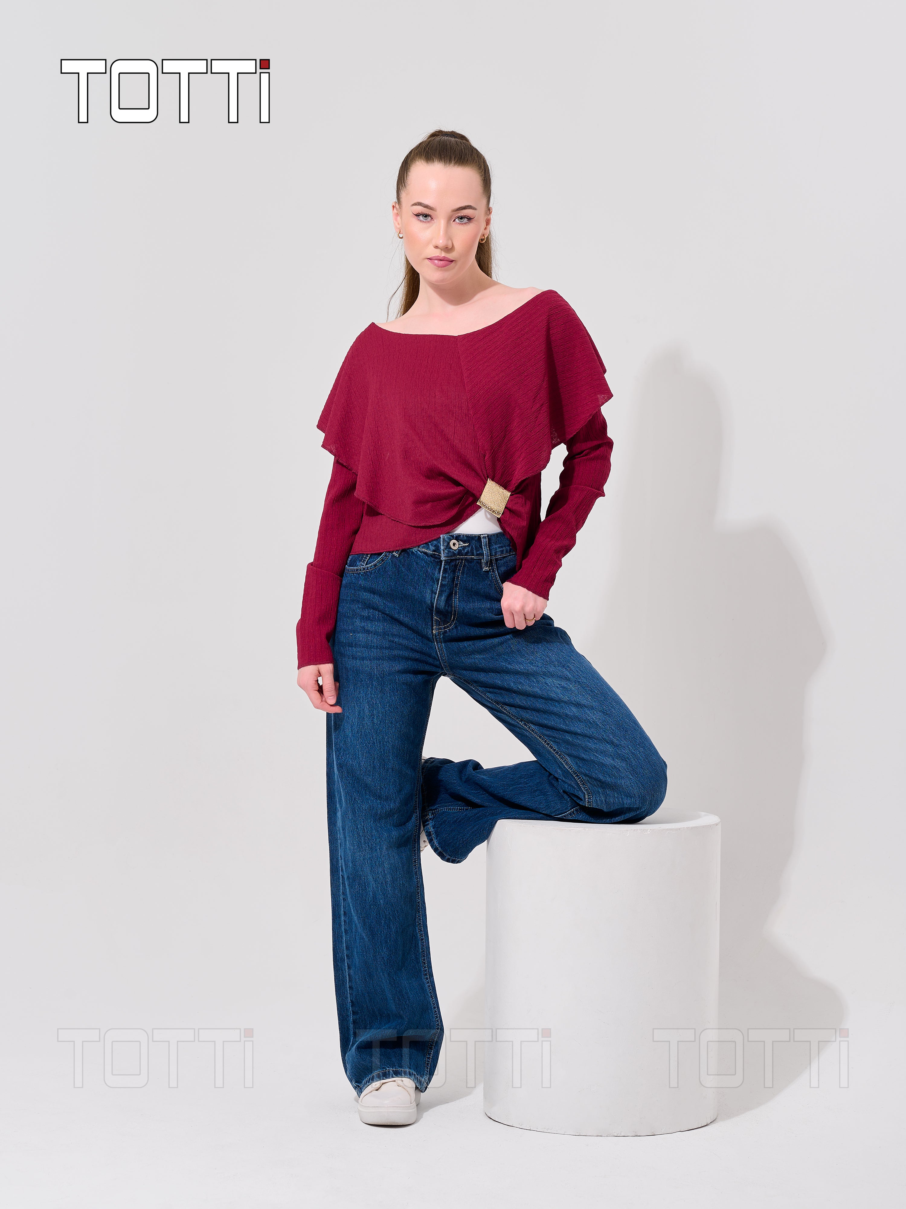 Wine Aurelia Asymmetric Top