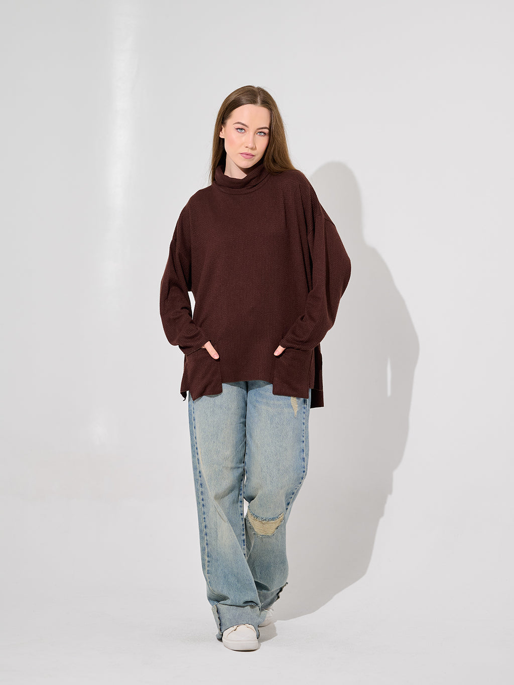 Chocolate Oversized Turtleneck Sweat