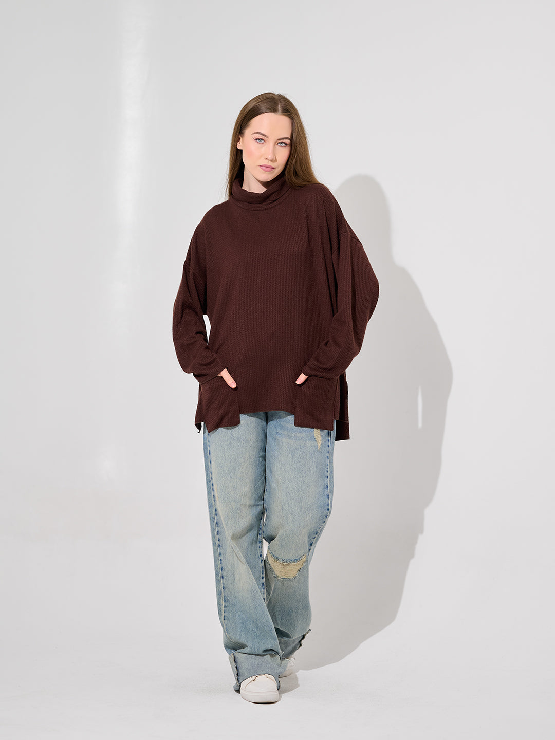 Chocolate Oversized Turtleneck Sweat