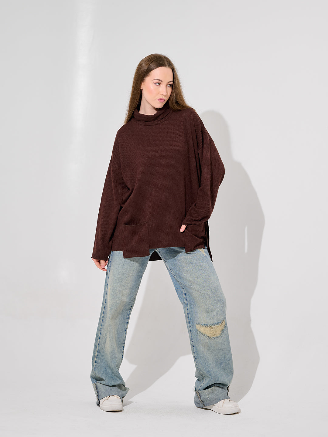 Chocolate Oversized Turtleneck Sweat