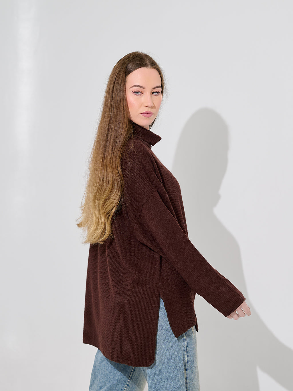 Chocolate Oversized Turtleneck Sweat
