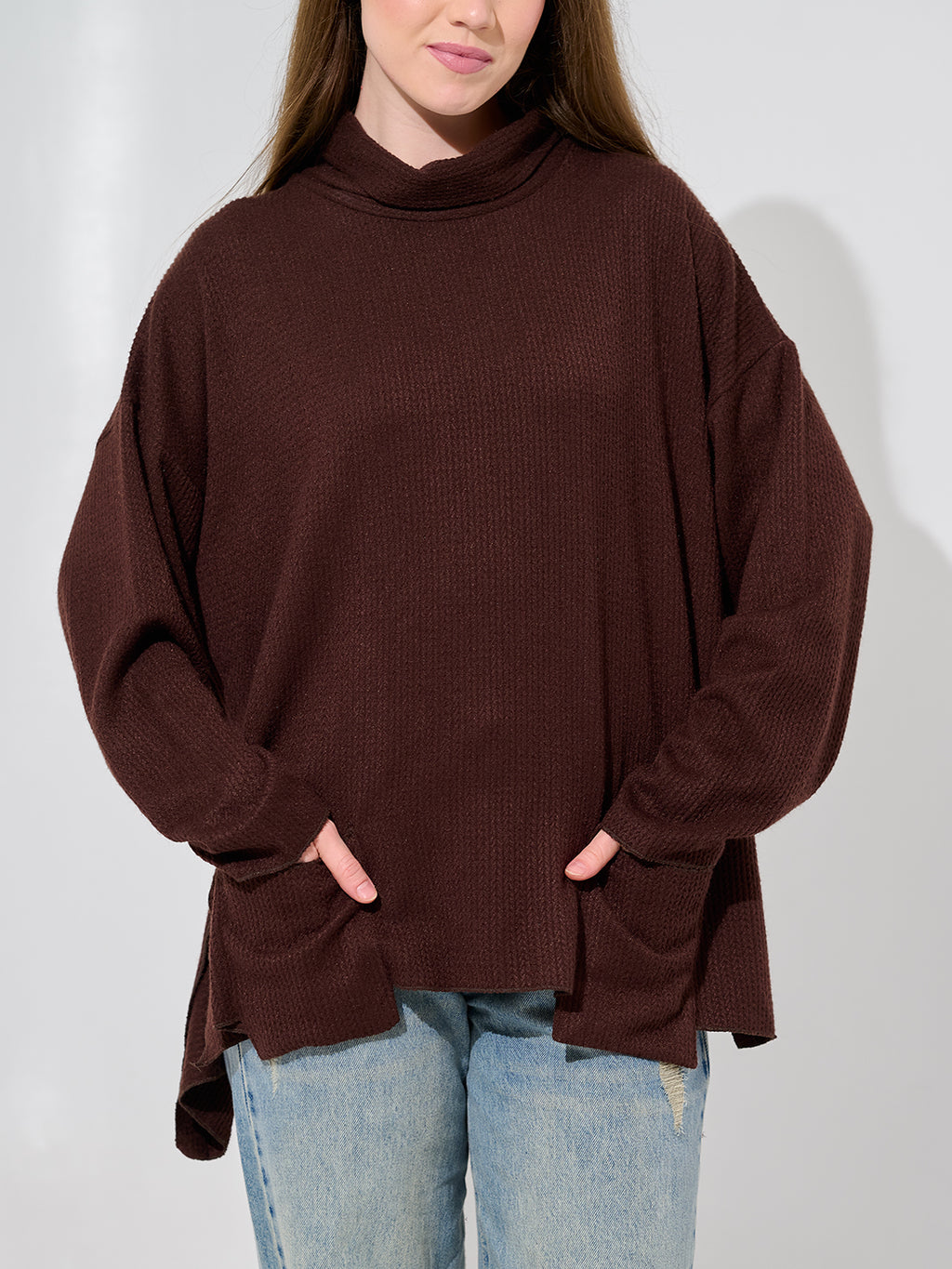 Chocolate Oversized Turtleneck Sweat