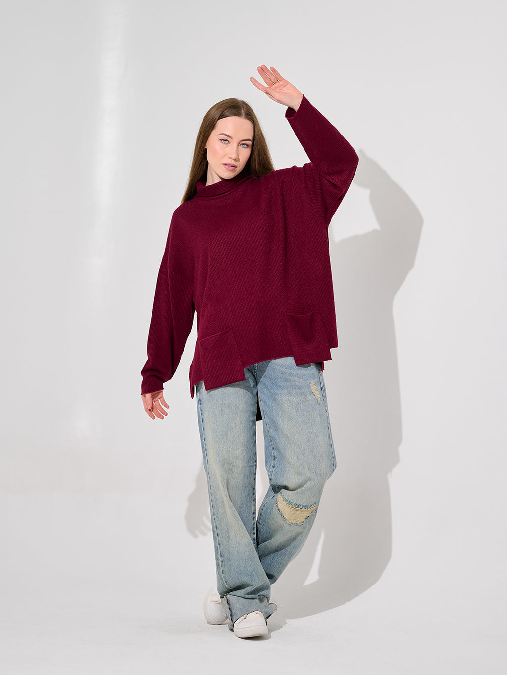 Burgundy Oversized Turtleneck