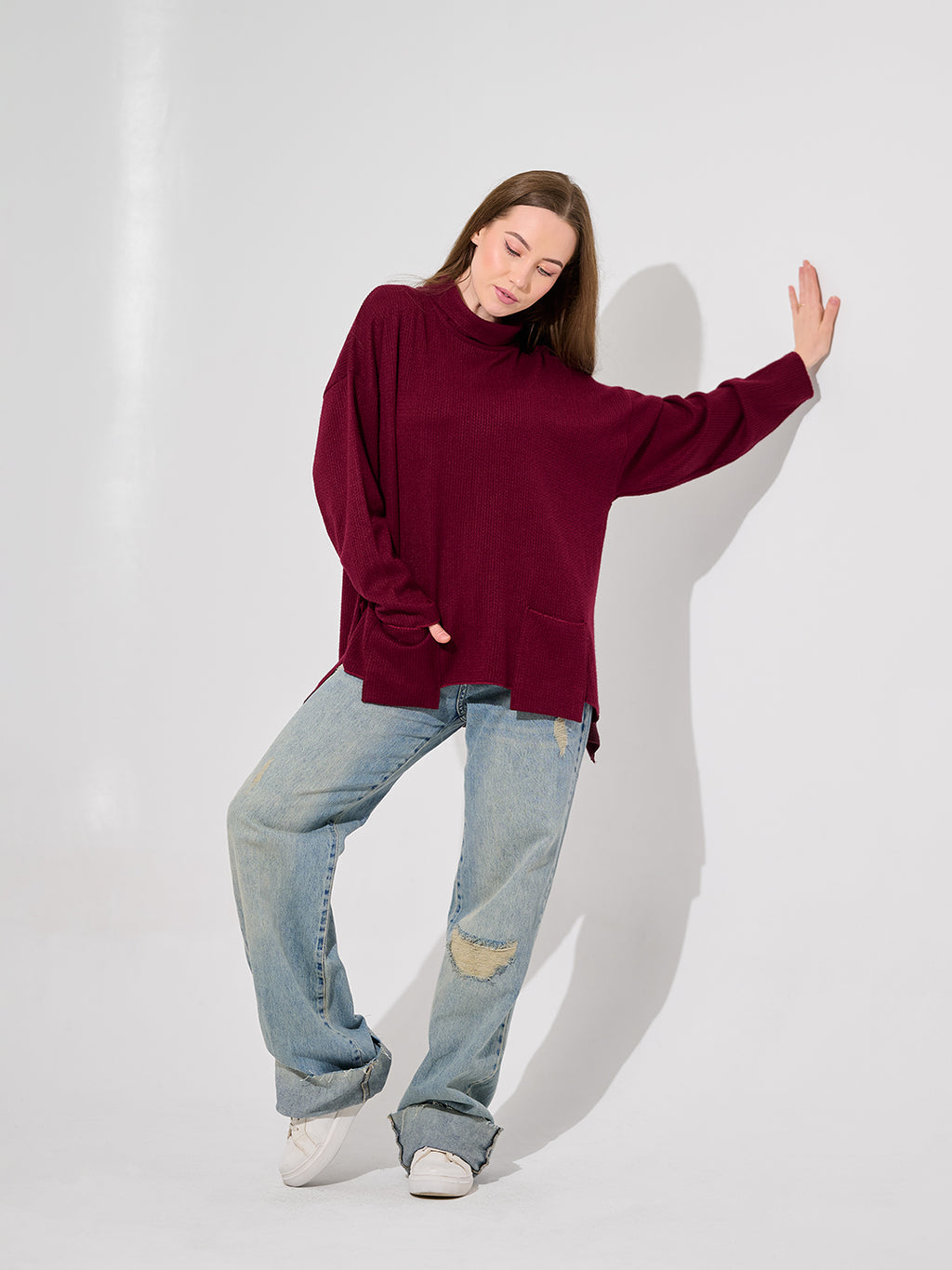 Burgundy Oversized Turtleneck