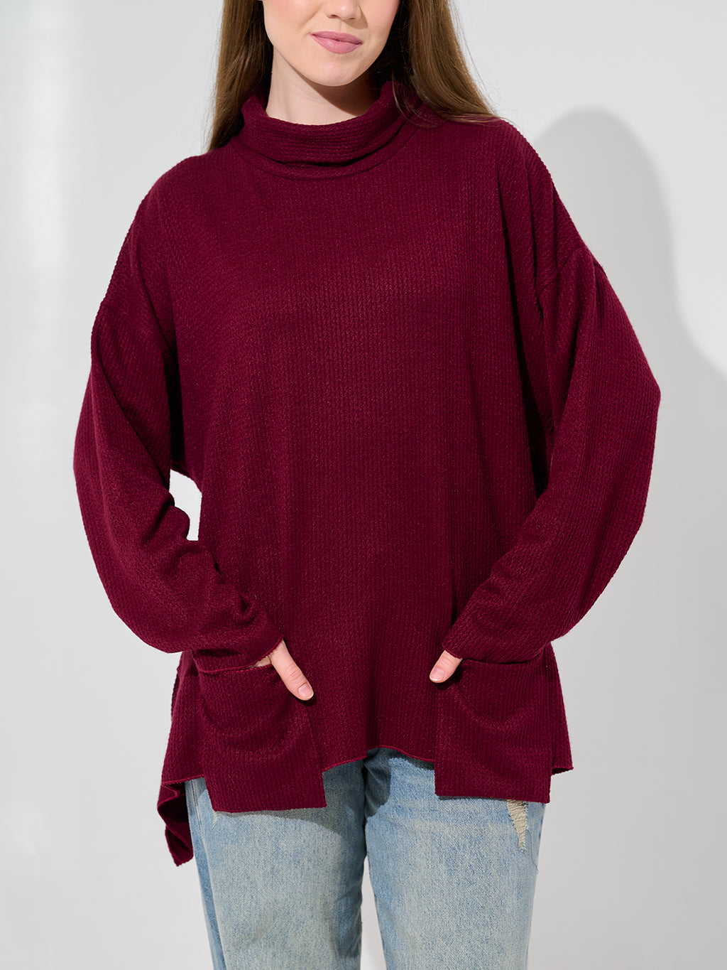 Burgundy Oversized Turtleneck