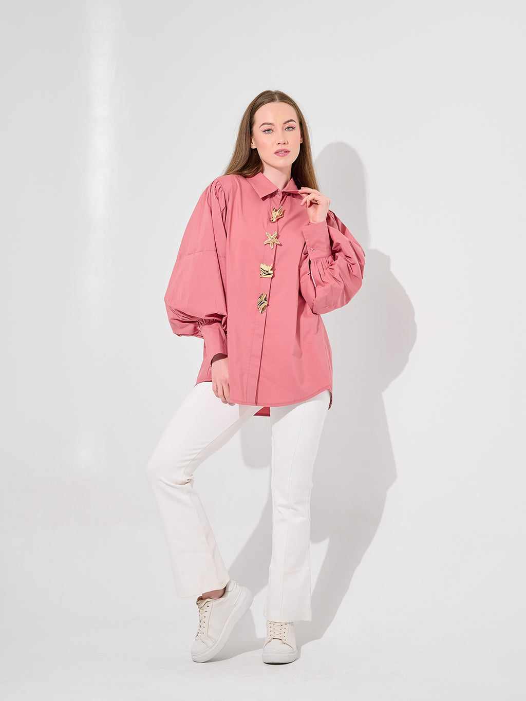 Rose Shell Puff Blouse