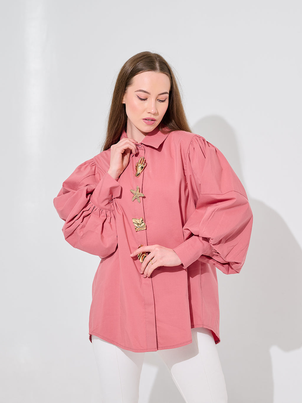 Rose Shell Puff Blouse