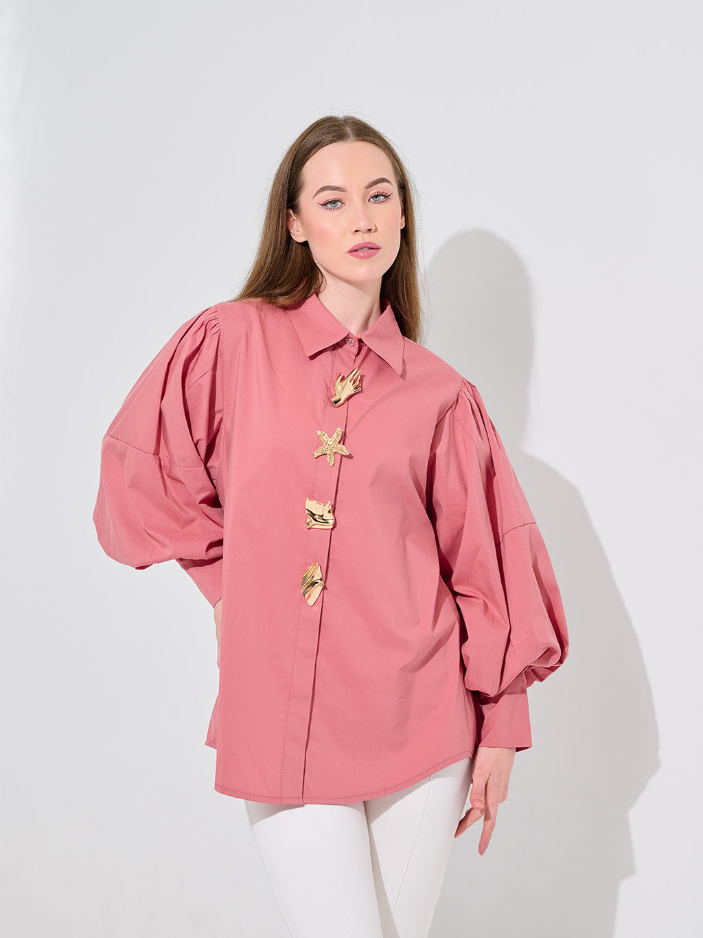 Rose Shell Puff Blouse