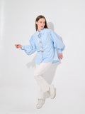 Blue Shell Puff Blouse