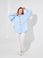 Blue Shell Puff Blouse