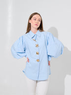 Blue Shell Puff Blouse
