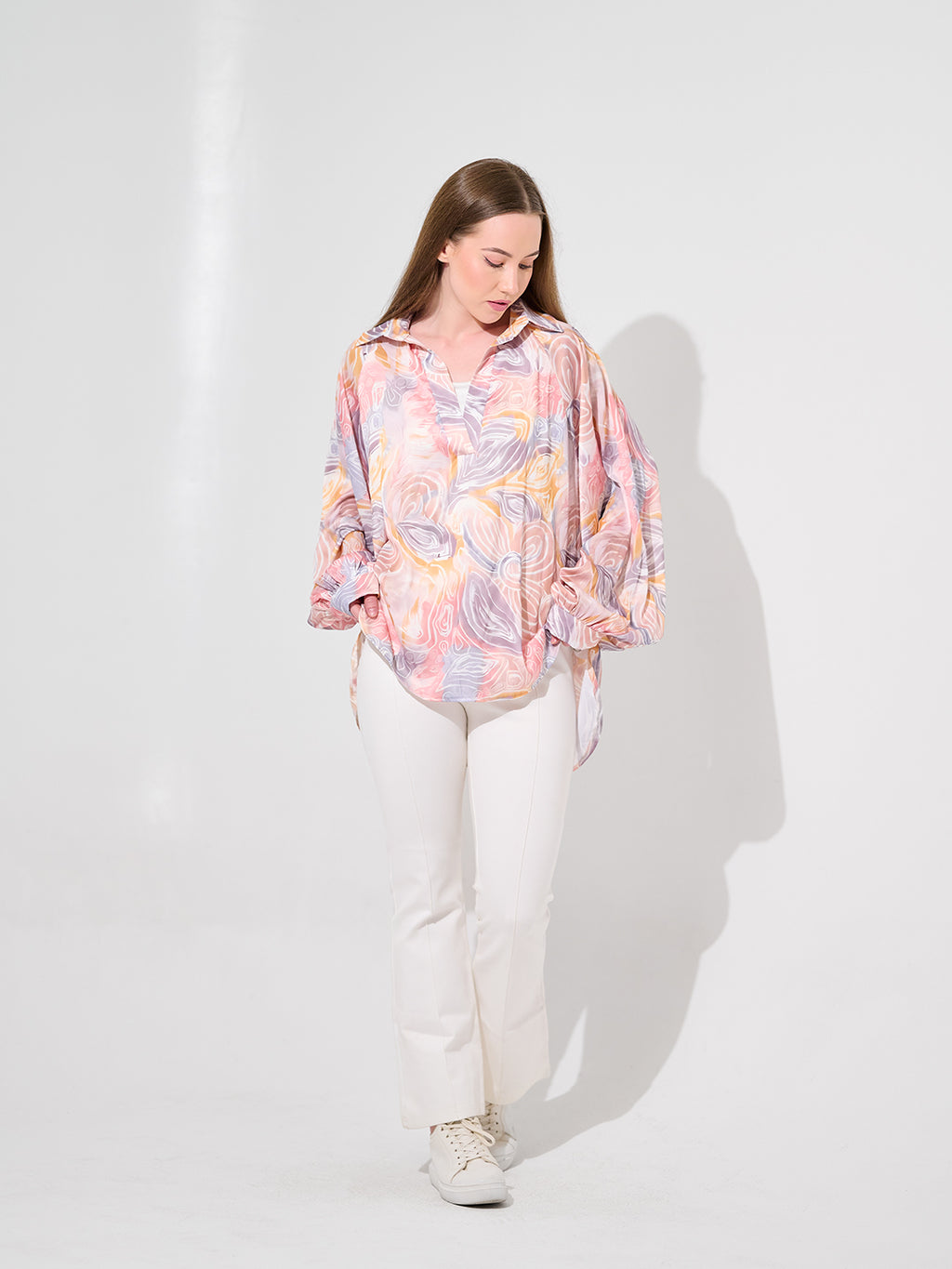 Bloom Swirl Satin Blouse