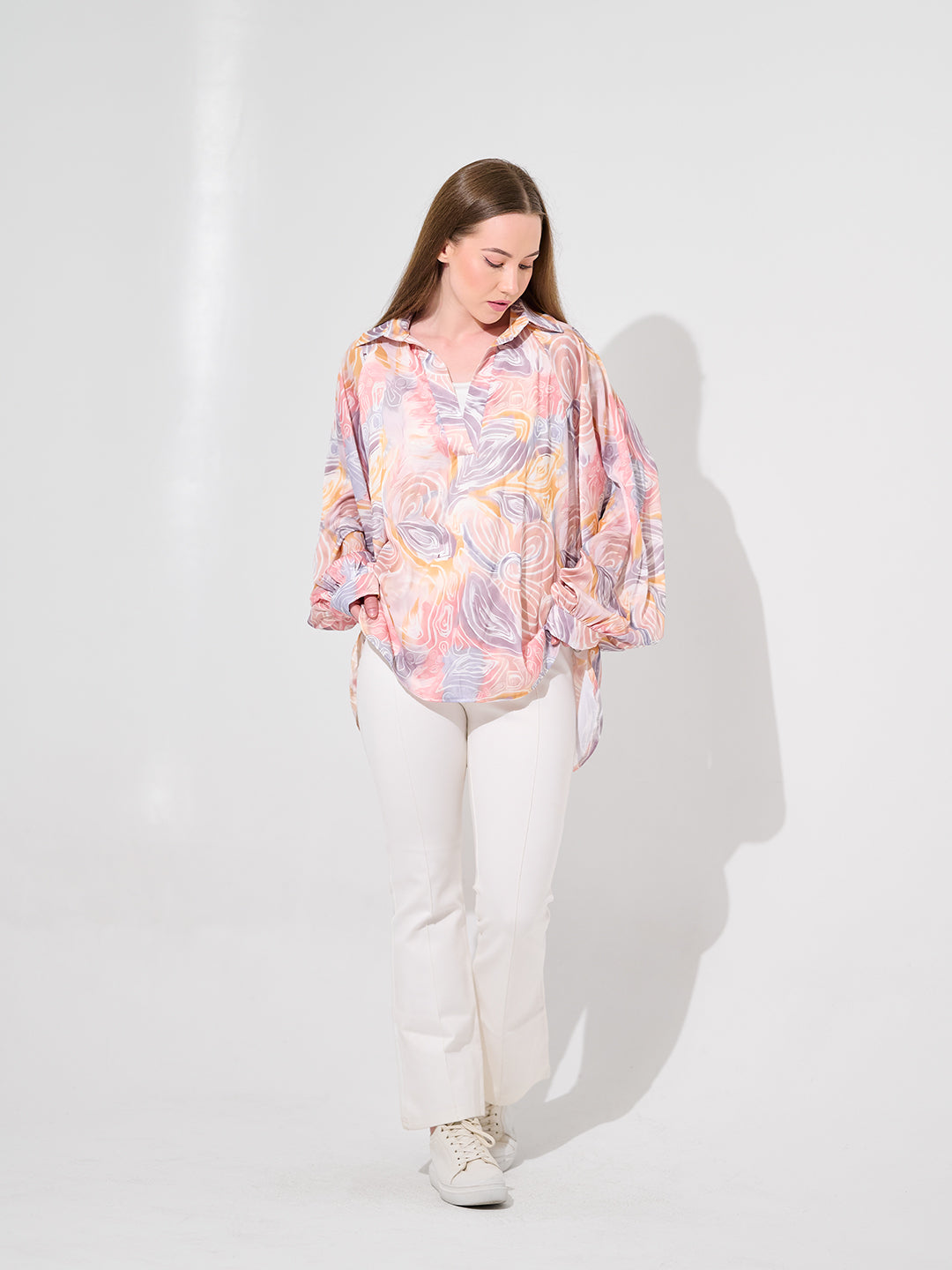 Bloom Swirl Satin Blouse