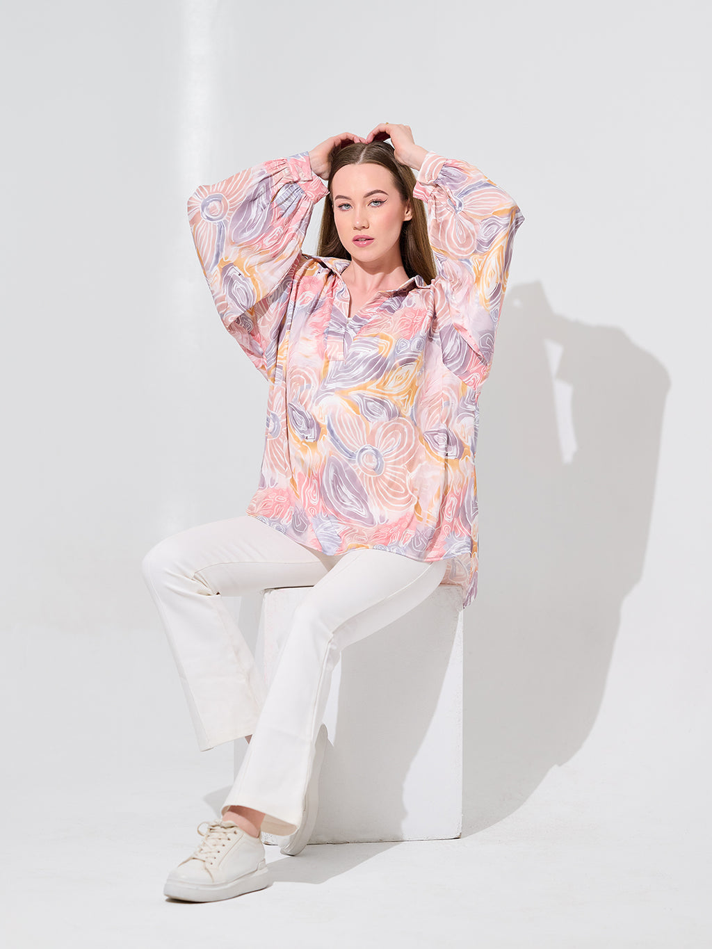 Bloom Swirl Satin Blouse