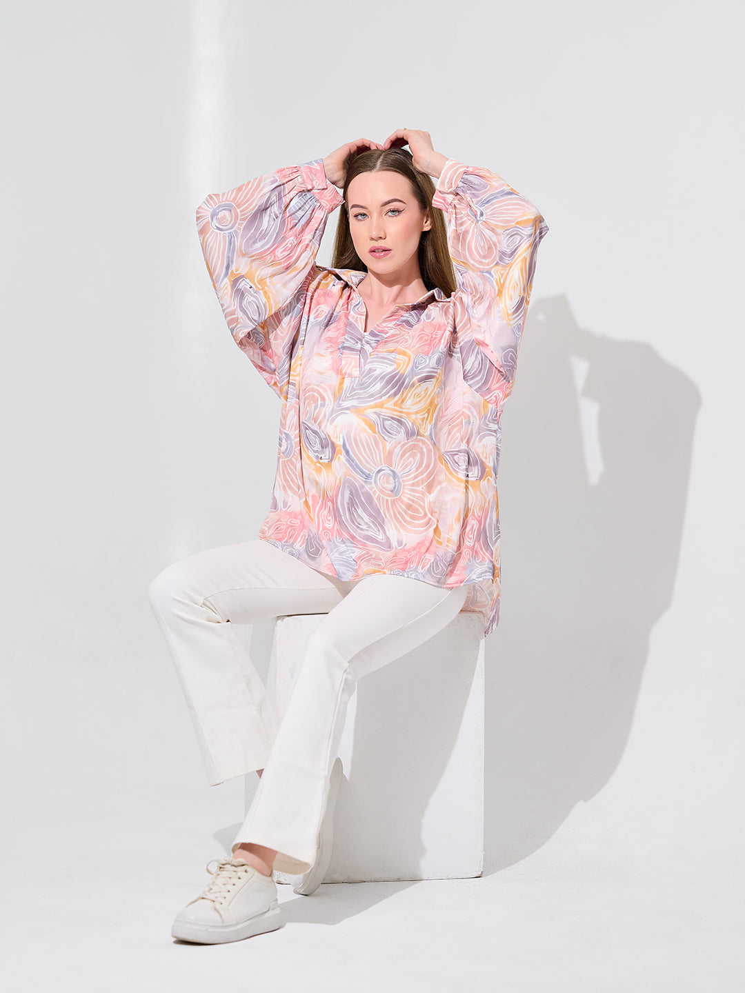 Bloom Swirl Satin Blouse