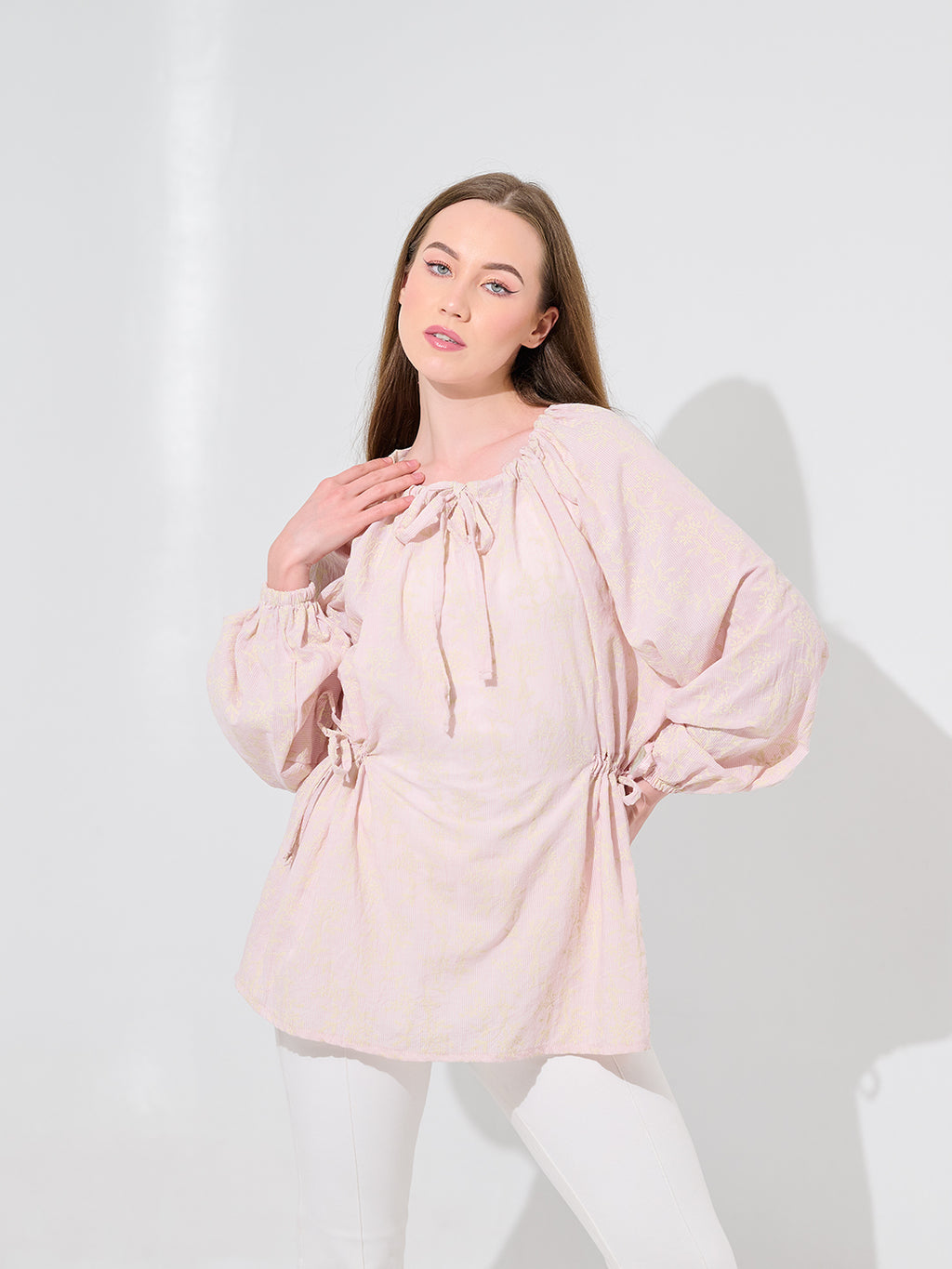 Petal Tie Peasant Blouse