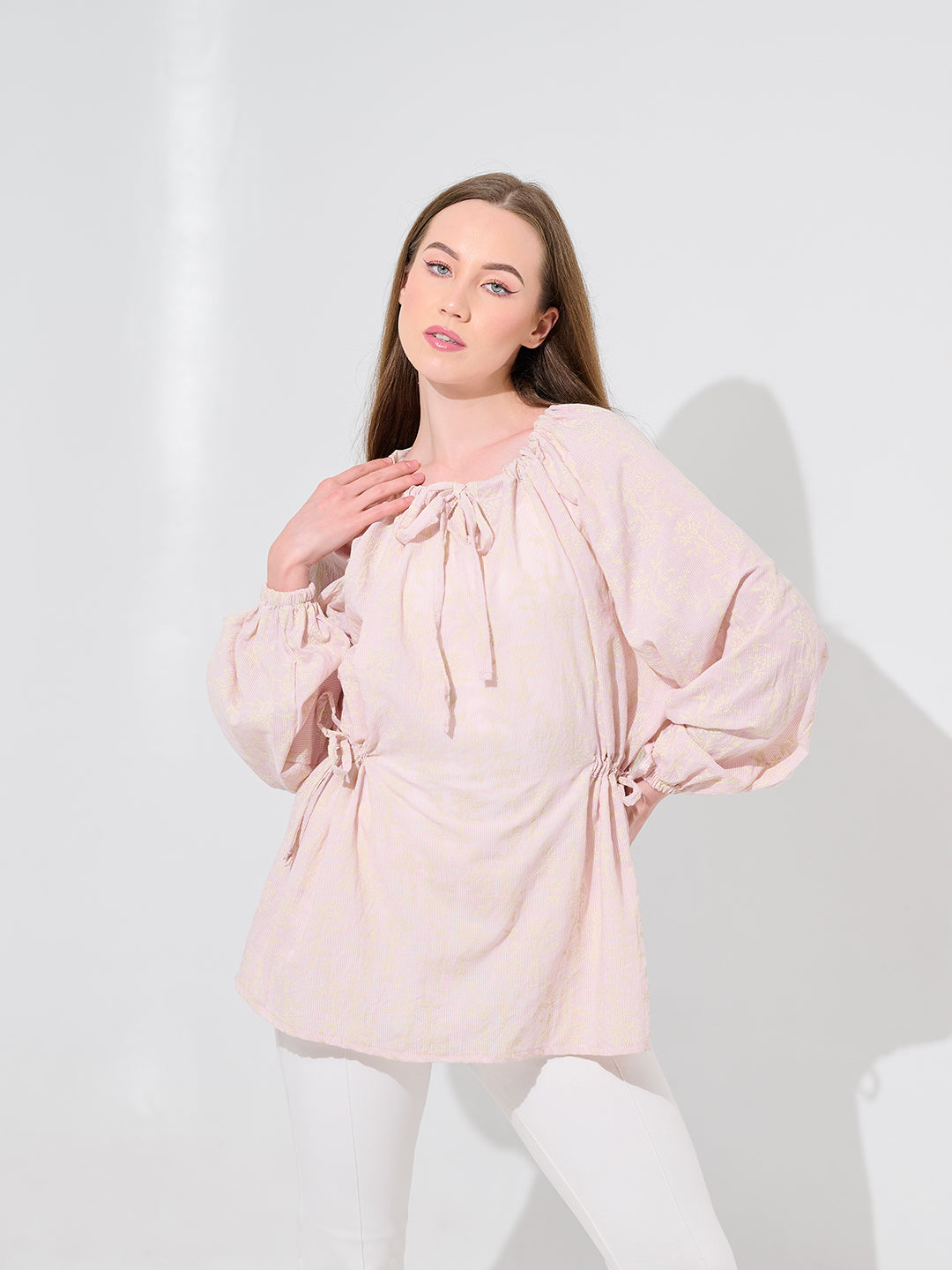 Petal Tie Peasant Blouse