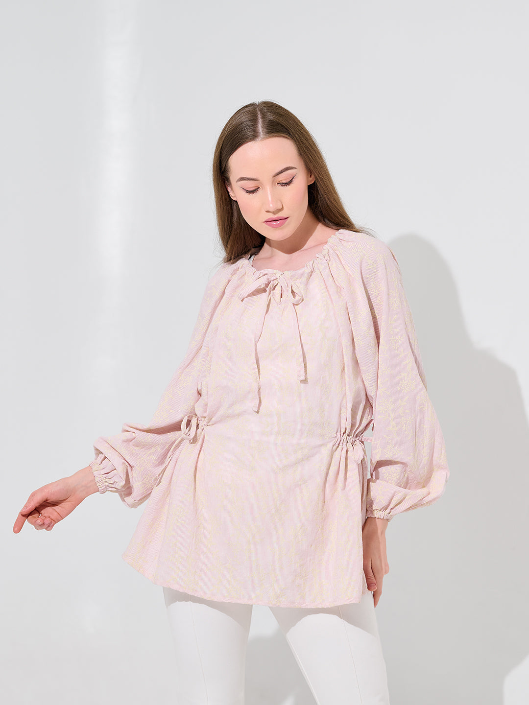 Petal Tie Peasant Blouse