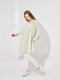Sage Floral Print Pintuck Longline Shirt