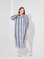 Blue Floral Stripe Maxi Chemise