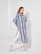 Blue Floral Stripe Maxi Chemise
