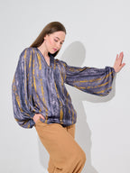 Indigo Stroke Satin Blouse